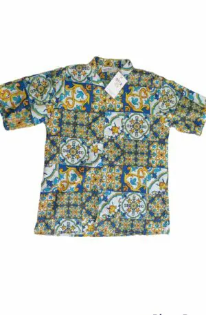 Camisa hawaiana mayólica unisex algodón 100% Tallas: S/M; XL/XL