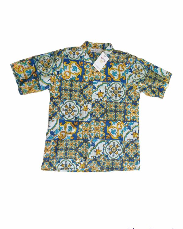 Camisa hawaiana unisex mayólica 100% algodón tallas: S/M; XL/XL
