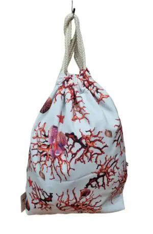 Coral backpack white background