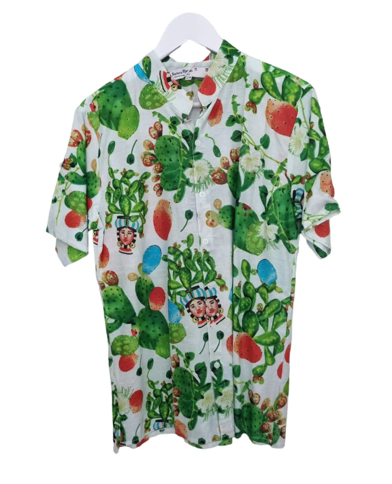 Unisex Hawaiian shirt cactus and dark brown heads 100% cotton sizes: S/M; L/XL