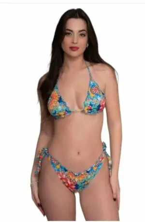Bañador bikini de triángulo con braguita ajustable con cordones. rosalía mujer fantasía