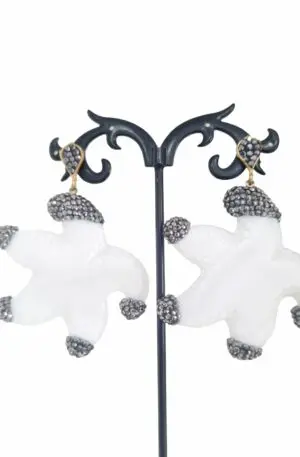 Earrings made with mother-of-pearl and Marcasite star. Weight 10.8g Length 6cm