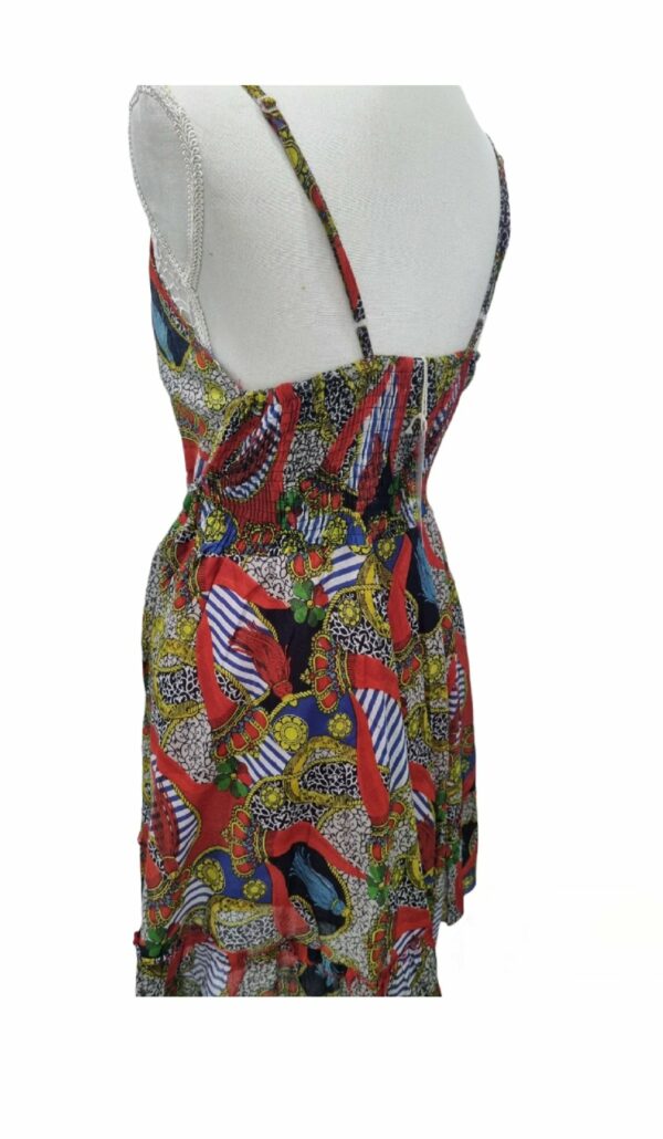 Short dress 100% cotton with adjustable straps, elasticated back One size Horns pattern