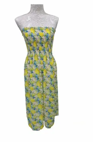 Elastic bandeau dress. one size. lemon and orange blossom fantasy
