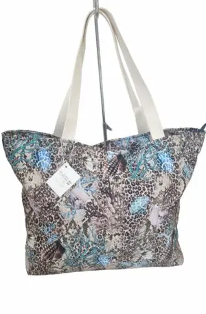Grand sac cabas de plage en polyester – motif à pois corail