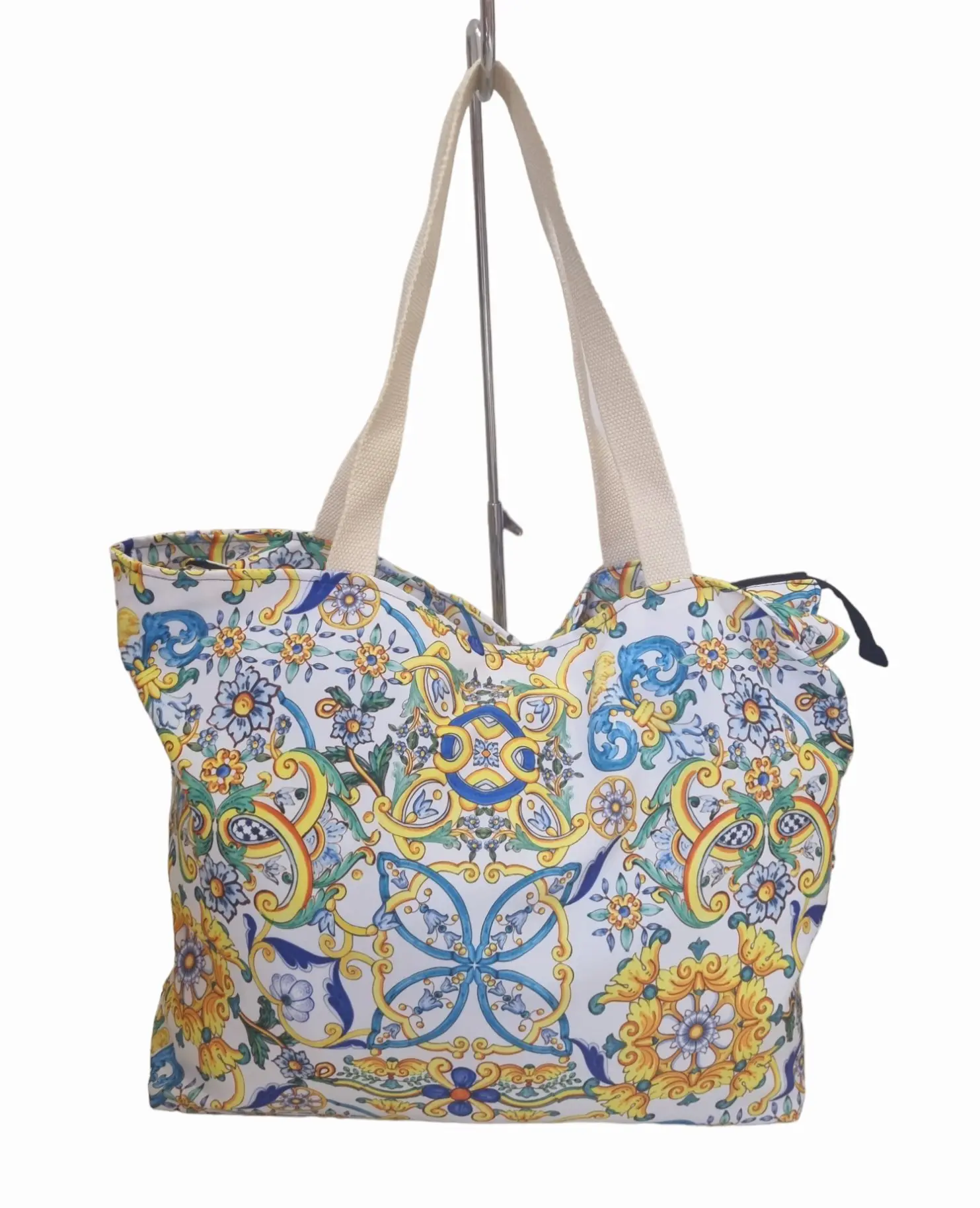 Große Strand-Shopper-Tasche aus Polyester mit Reißverschluss – Vietri-Muster