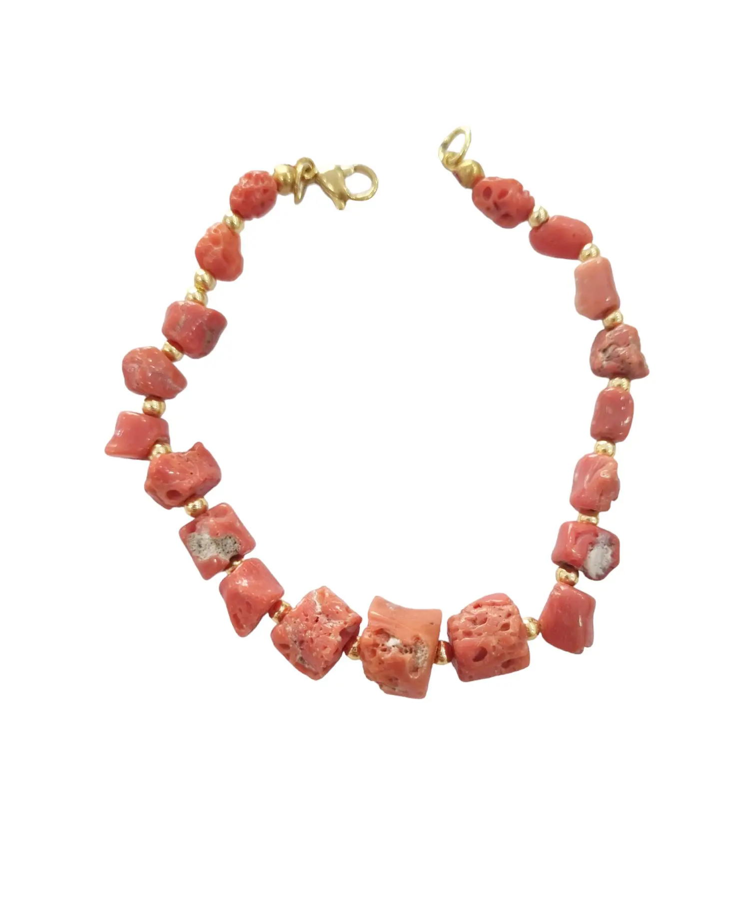 Coral and Hematite Bracelet with Steel Clasp – Length 20cm