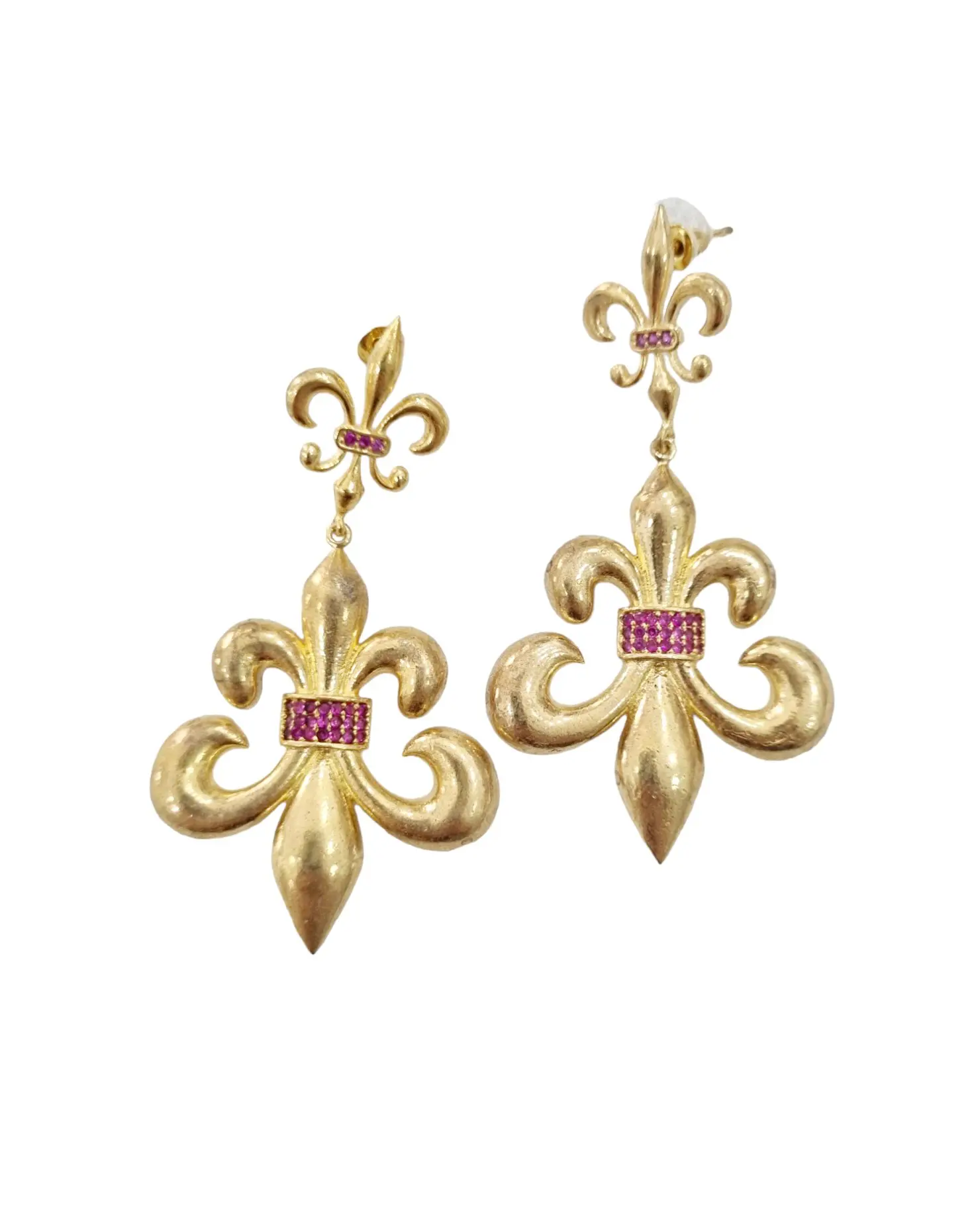 Lilies earrings made of brass and set with fuchsia zirconsLength 6.5cmWeight 7gr