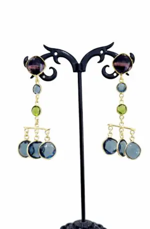 Blue, Green and Purple Quartz Earrings – Lightweight and Fashionable