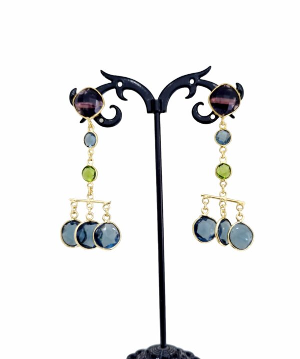 Blue, Green and Purple Quartz Earrings – Lightweight and Fashionable