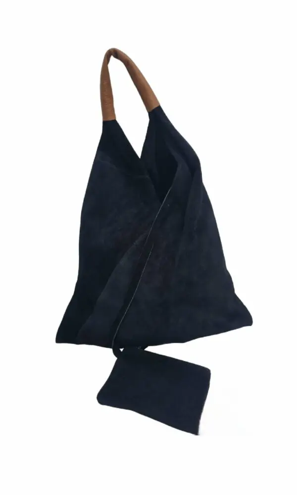 Sacca nuda in camoscio con manico in vera pelle – Made in Italy