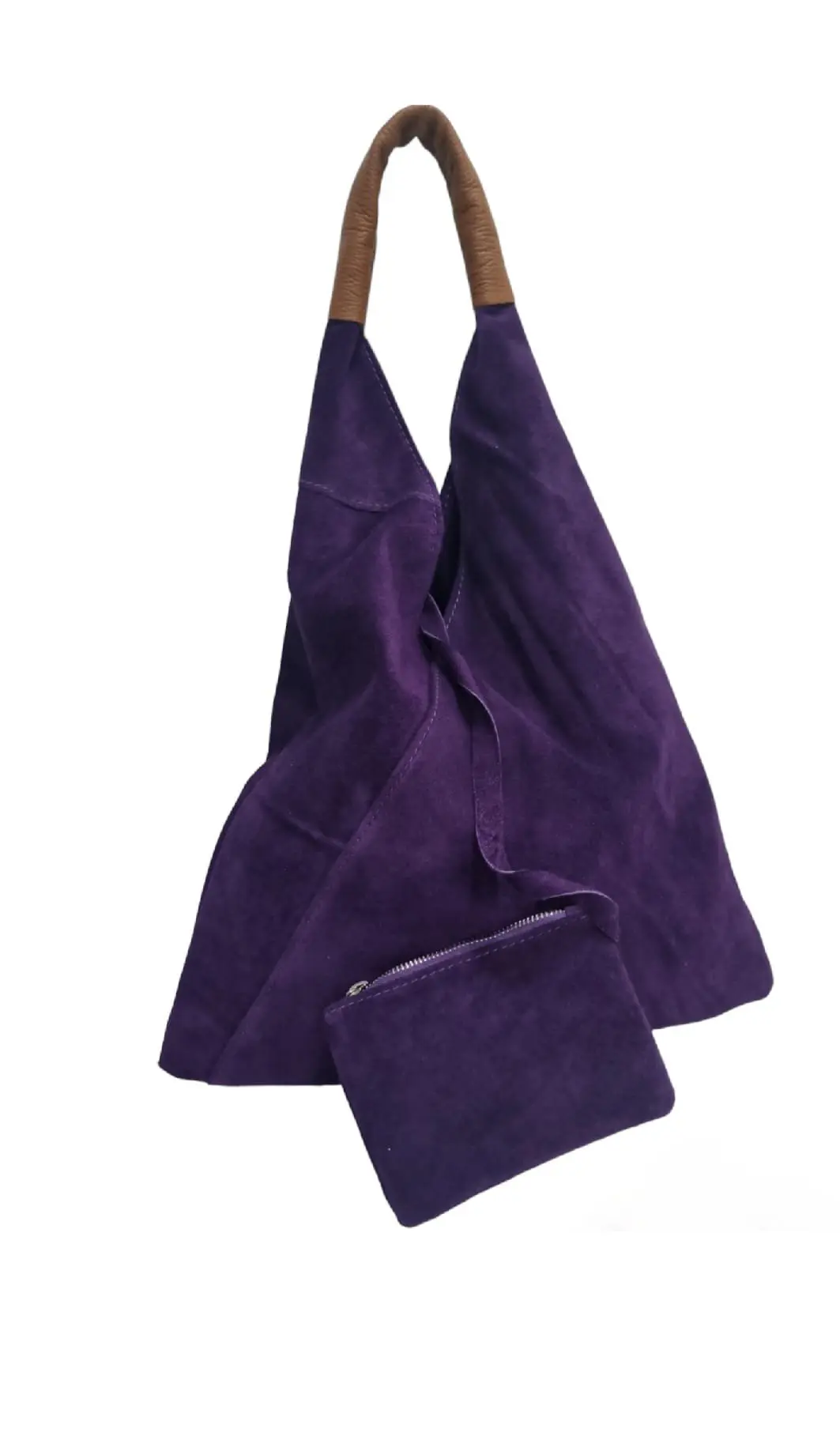 Naked suede bag with real leather handle – Made in Italy