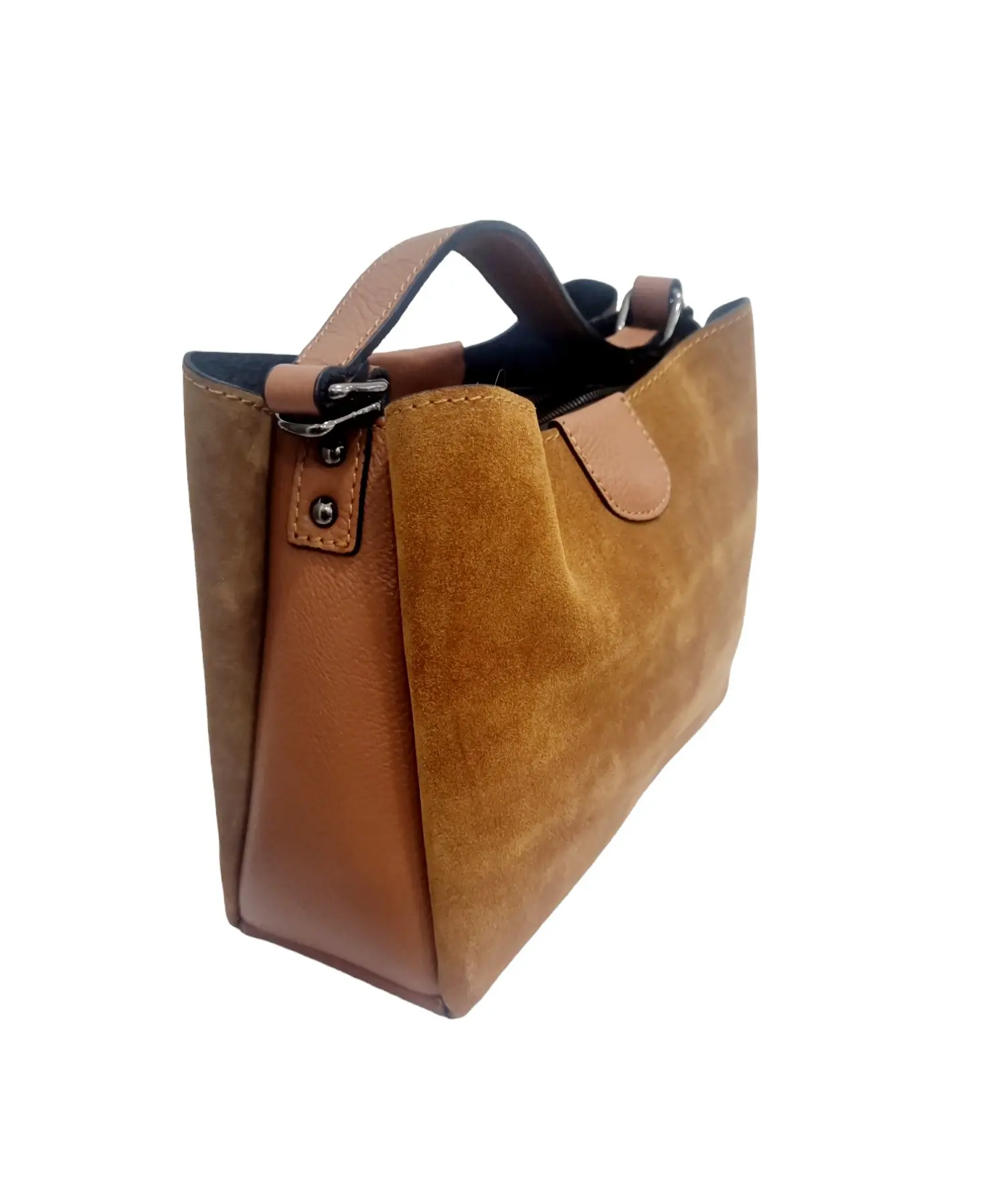 Bag in genuine leather and suede made in Italy with three internal compartments - Buy Online