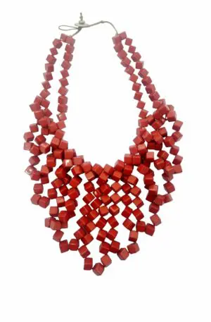 Choker-Halskette mit kubischen Harzen – Ziegelfarbe – Länge verstellbar: 49 cm