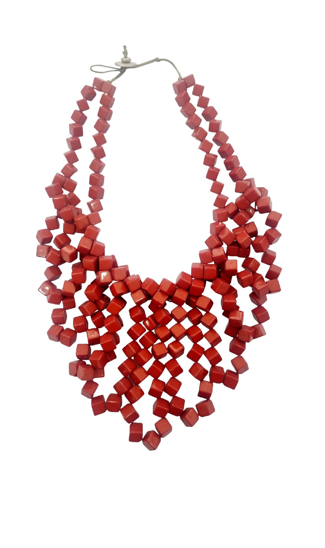Choker necklace with cubic resins – Brick color – Adjustable length 49cm
