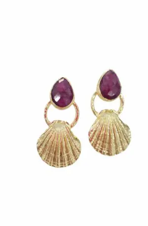 Earrings made with ruby root brass shell. Length 4.5cm Weight 8.8gr