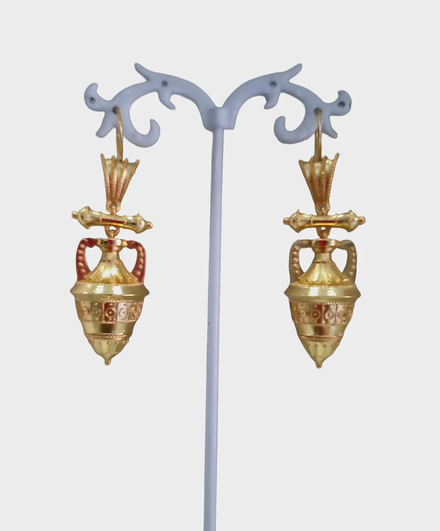 Amphorae earrings made of brass. Length 7cm Weight 6.8gr