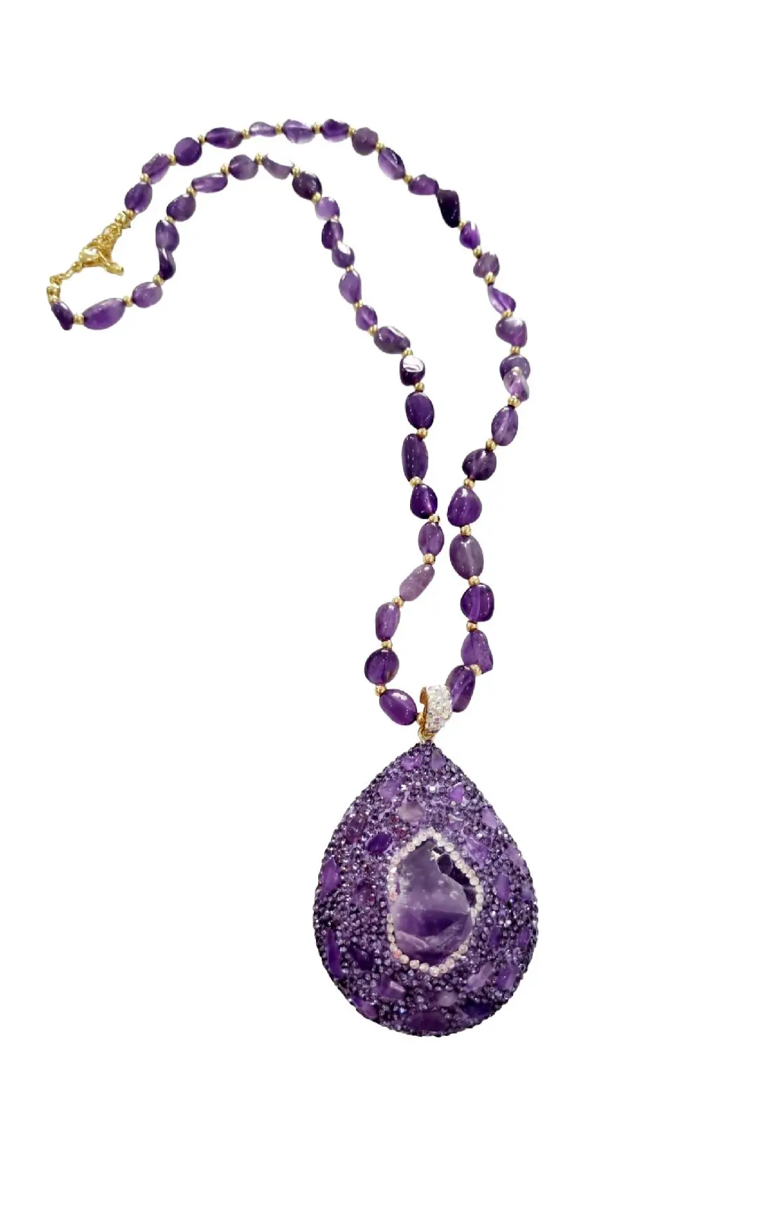 Set: adjustable choker necklace with pendant, earrings and adjustable ring made with amethyst,marcasite, hematite and leather. Necklace length 60cm Pendant length 7cm Earring length 4.5cm Earring weight 10gr