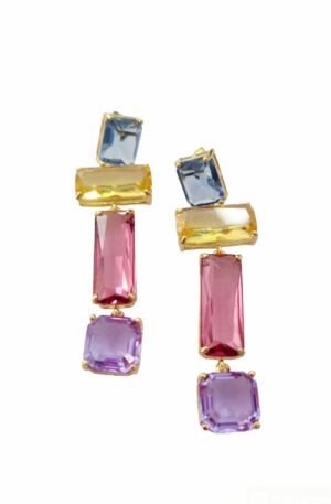 Earrings made with multicolored crystals on a steel base. Length 5.5cm Weight 6.4gr