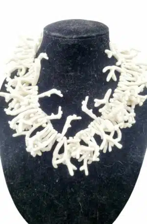 Adjustable choker necklace with white resin twigs. Length 48cm Free Shipping