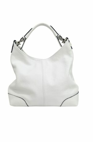 Borsa in vera pelle, made italy, dotata di tracolla, chiusura con zip tasca esterna con zip. Interno foderato con tre scomparti centrale con zip e taschine laterali. misure L32 H 26 B12 colore bianco Spedizione Gratuita