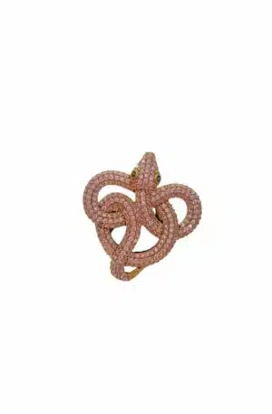 Anello serpente regolabile realizzato con zirconi rosati incastonati nell’ottone Lunghezza 3.5cm Spedizione Gratuita