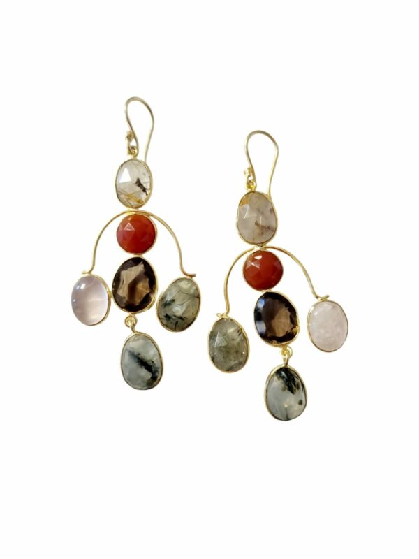 Earrings made with quartz and brass.Weight 5.4grLength 5.5cm Free shipping