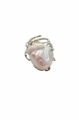 Adjustable ring made of 925 silver with scaramazza pearl Free Shipping