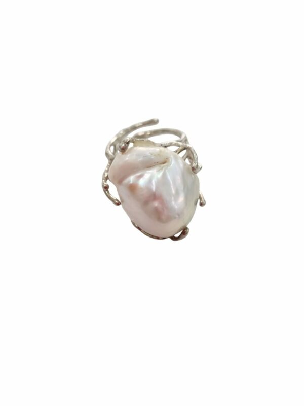 Adjustable ring made of 925 silver with scaramazza pearl Free shipping