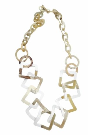 Long necklace in beige and white bone with irregular shapes. Length 90cm Free Shipping