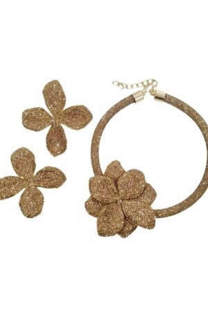 Parure collana girocollo ed orecchini realizzata con strass super luminosa Colore oro Spedizione Gratuita