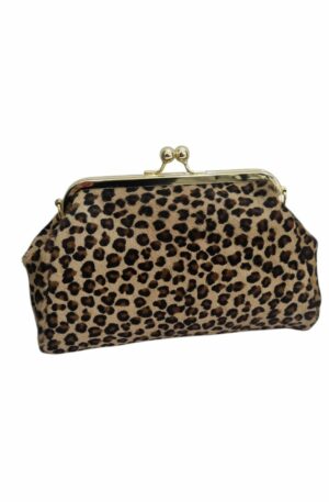 Borsa clutch in cavallino maculata con catena oro. made italy misure L 24 B9 H17 Spedizione Gratuita