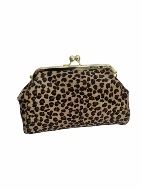 Borsa clutch in cavallino maculata con catena oro. made italy misure L 24 B9 H17 Spedizione Gratuita