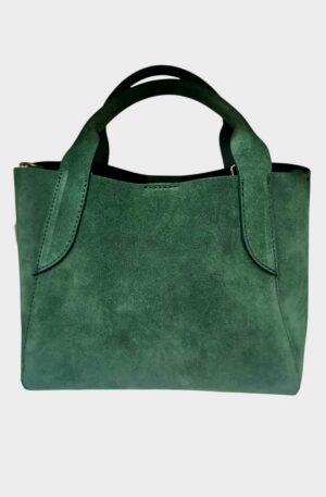 Borsa in camoscio verde, made italy, vera pelle, dotata di sacca interna in camoscio con tracolla in pelle, interno in pelle. misure  L 28 B12 H 20 Spedizione Gratuita