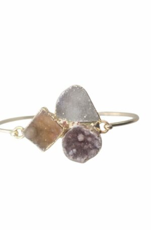 Bracciale rigido realizzati in ottone con druzy apertura centrale Spedizione Gratuita