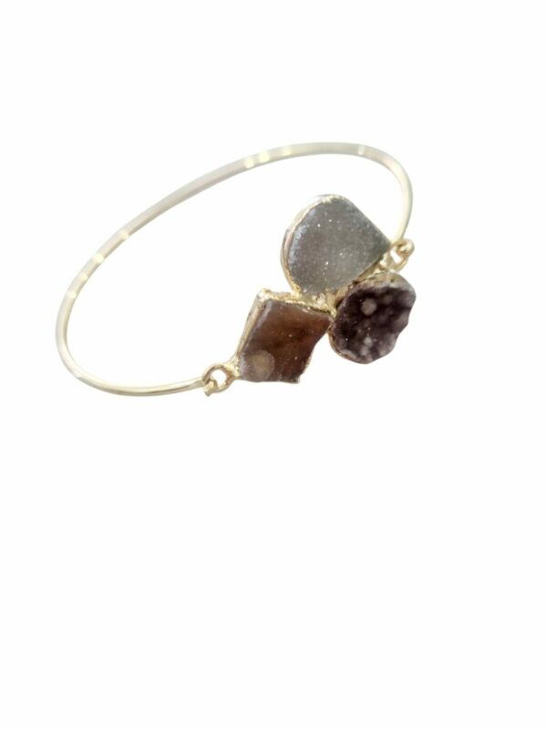 Bracciale rigido realizzati in ottone con druzy apertura centrale Spedizione Gratuita