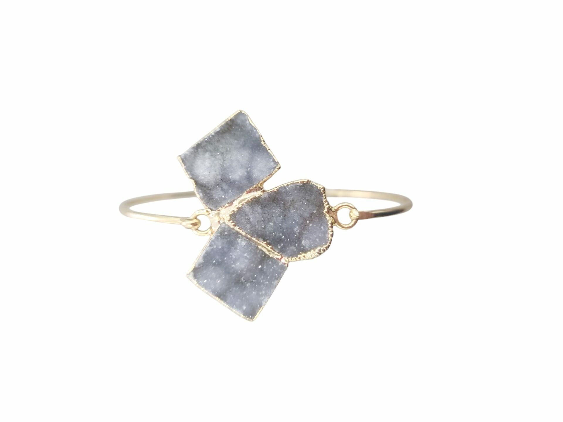 Bracciale rigido realizzati in ottone con druzy apertura centrale Spedizione Gratuita