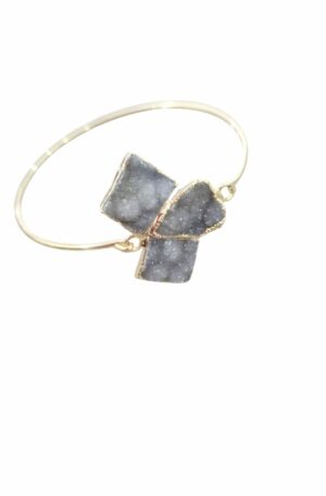 Bracciale rigido realizzati in ottone con druzy apertura centrale Spedizione Gratuita