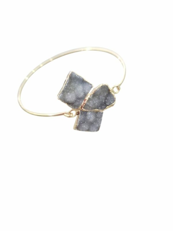 Bracciale rigido realizzati in ottone con druzy apertura centrale Spedizione Gratuita