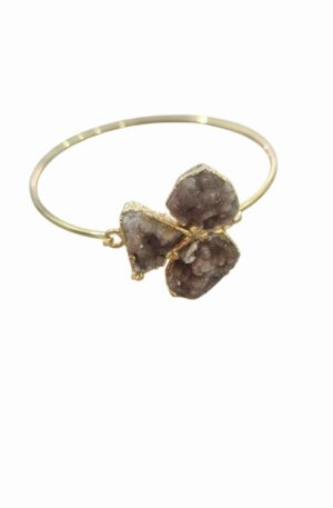 Bracciale rigido realizzati in ottone con druzy apertura centrale Spedizione Gratuita