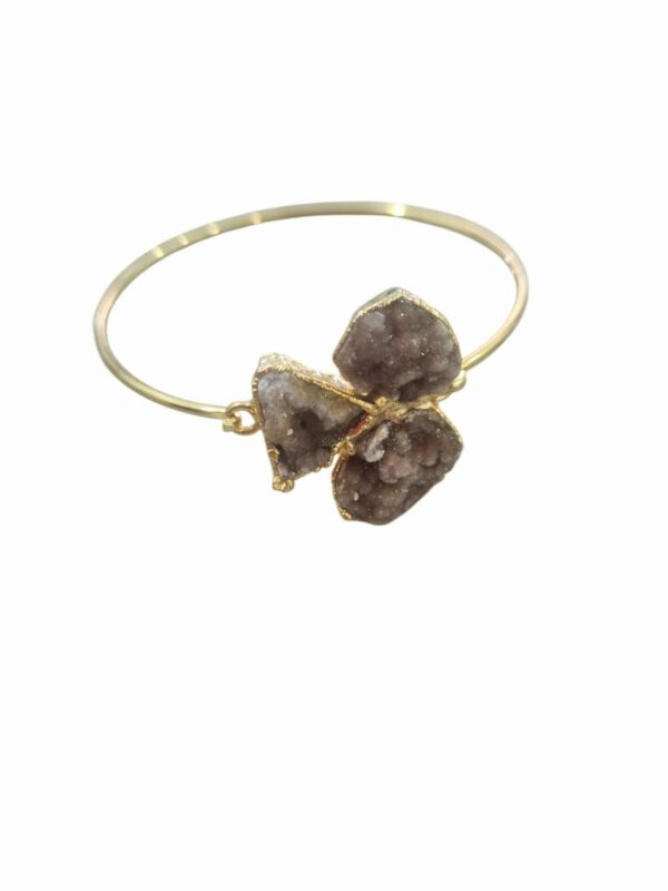 Bracciale rigido realizzati in ottone con druzy apertura centrale Spedizione Gratuita