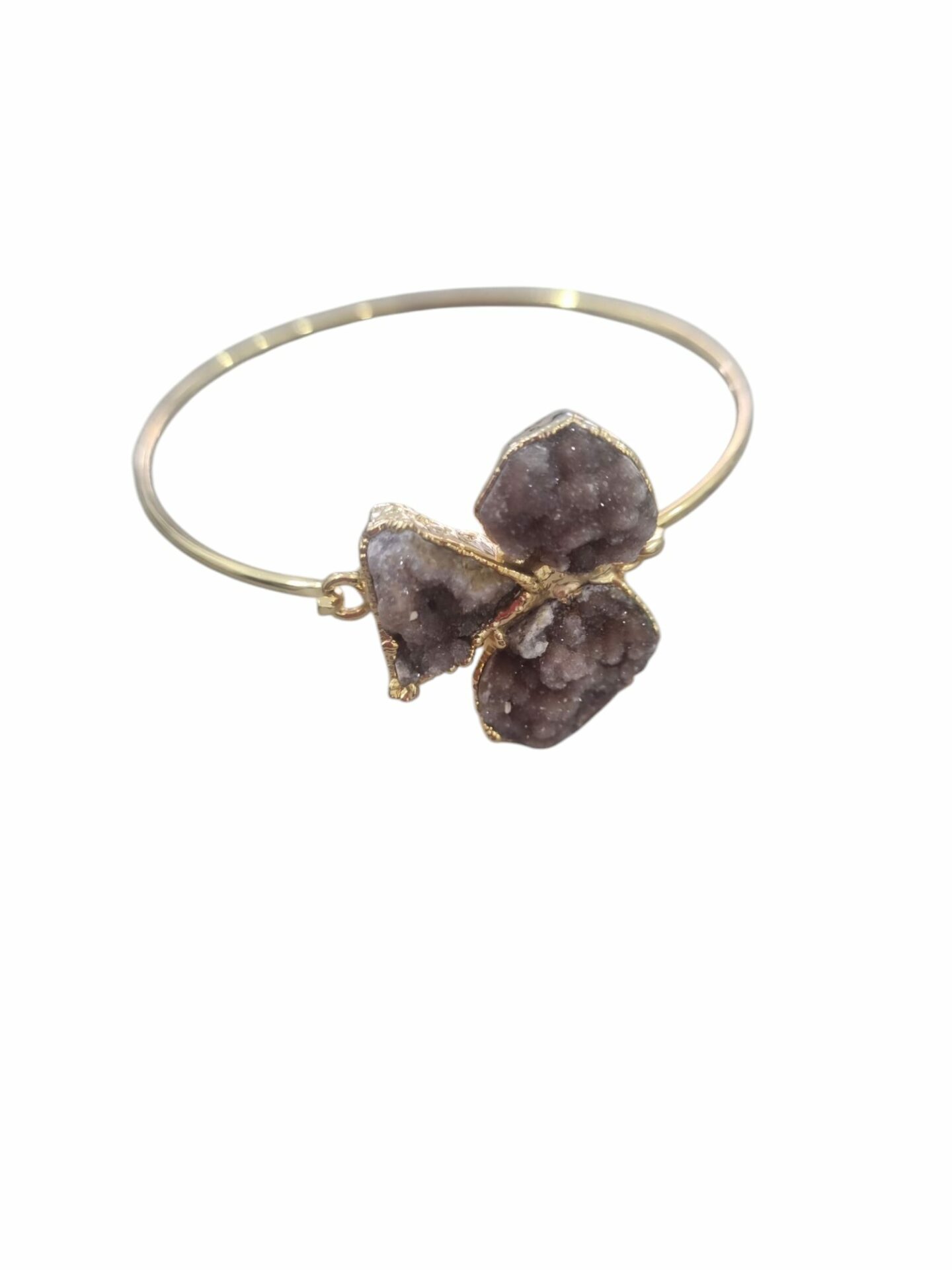 Bracciale rigido realizzati in ottone con druzy apertura centrale Spedizione Gratuita