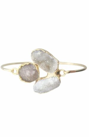 Bracciale rigido realizzati in ottone con druzy apertura centrale Spedizione Gratuita