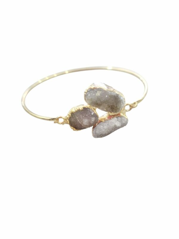 Bracciale rigido realizzati in ottone con druzy apertura centrale Spedizione Gratuita