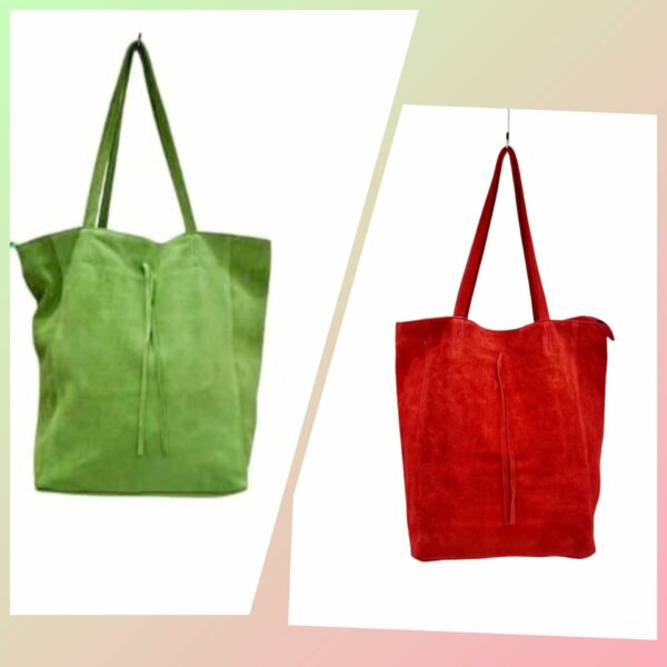 Sacca in  camoscio,made italy,apertura con cerniera,interno nudo con tasca con zip. Genuine leather. Misure H37 B15 L28 Spedizione Gratuita