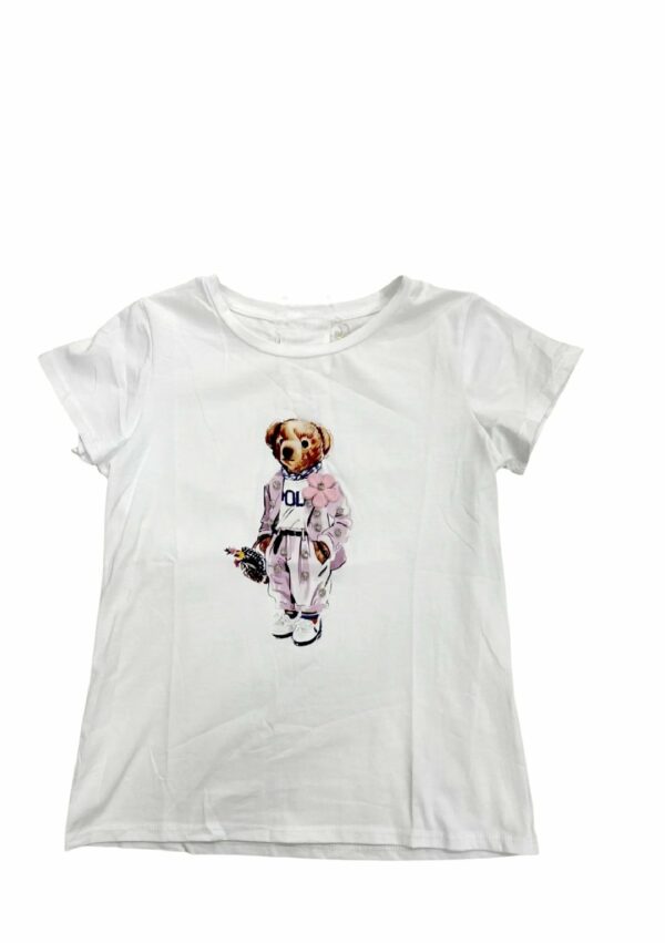 T-shirt manica corta teddy con applicazioni 95%cotone 5% elastame . taglia unica Spedizione Gratuita