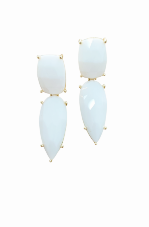 Orecchini  realizzati con agata bianca sfaccettata incastonata nell’ottone lunghezza 4.5cm peso 7.1gr Spedizione Gratuita