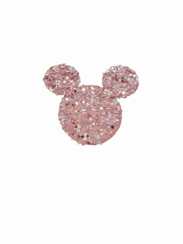 T-shirt bianca elasticizzata con topolino paillettes rosa,manica corta taglia unica. Spedizione Gratuita