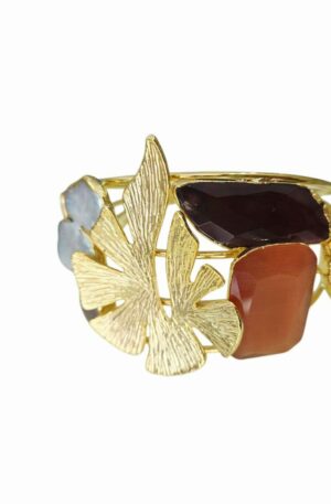 Bracciale ad incastro realizzato con ottone, occhio di gatto,perle e geode Spedizione Gratuita