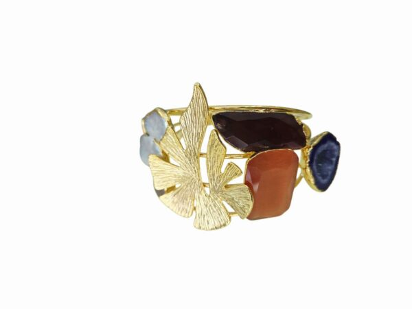 Bracciale ad incastro realizzato con ottone, occhio di gatto,perle e geode Spedizione Gratuita